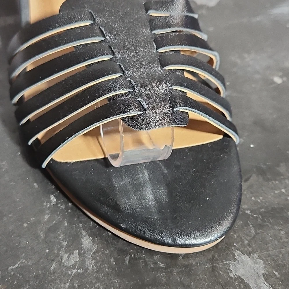 SUSINA Black Woven Strap Sandal Wedge 7M